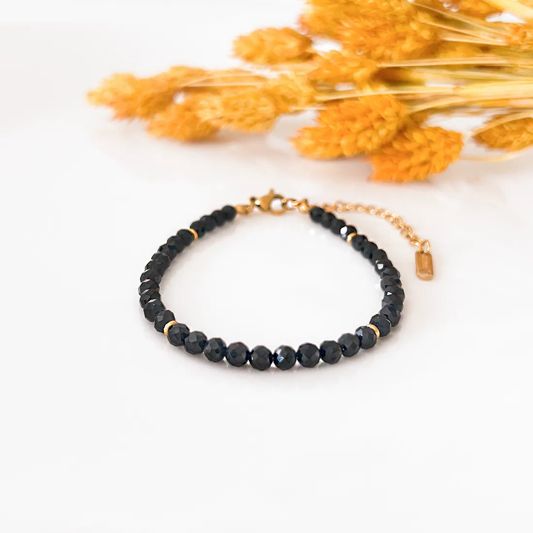 Delicate Black Onyx Facets Bracelet
