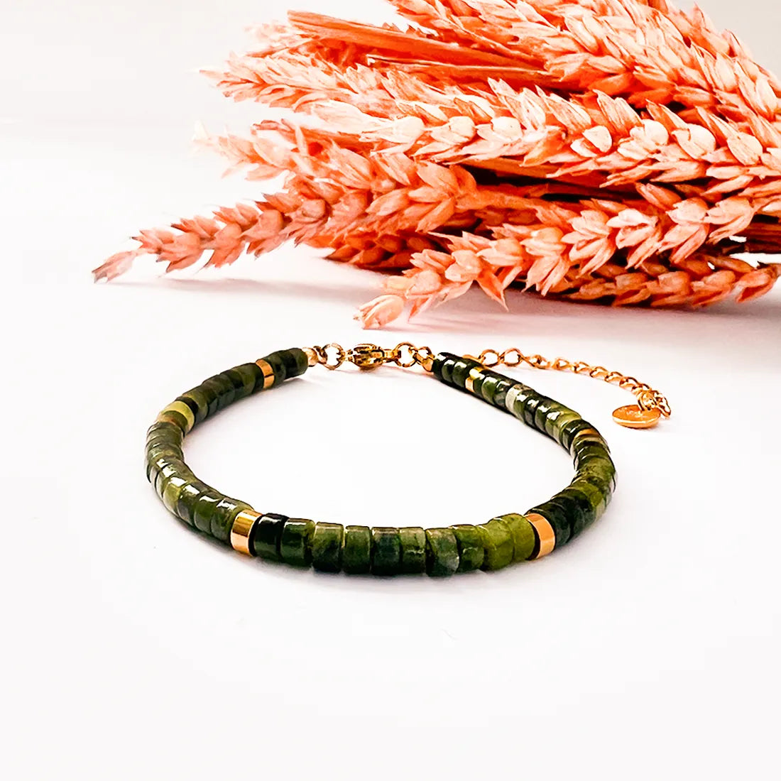 Olive Glow Jade Armband