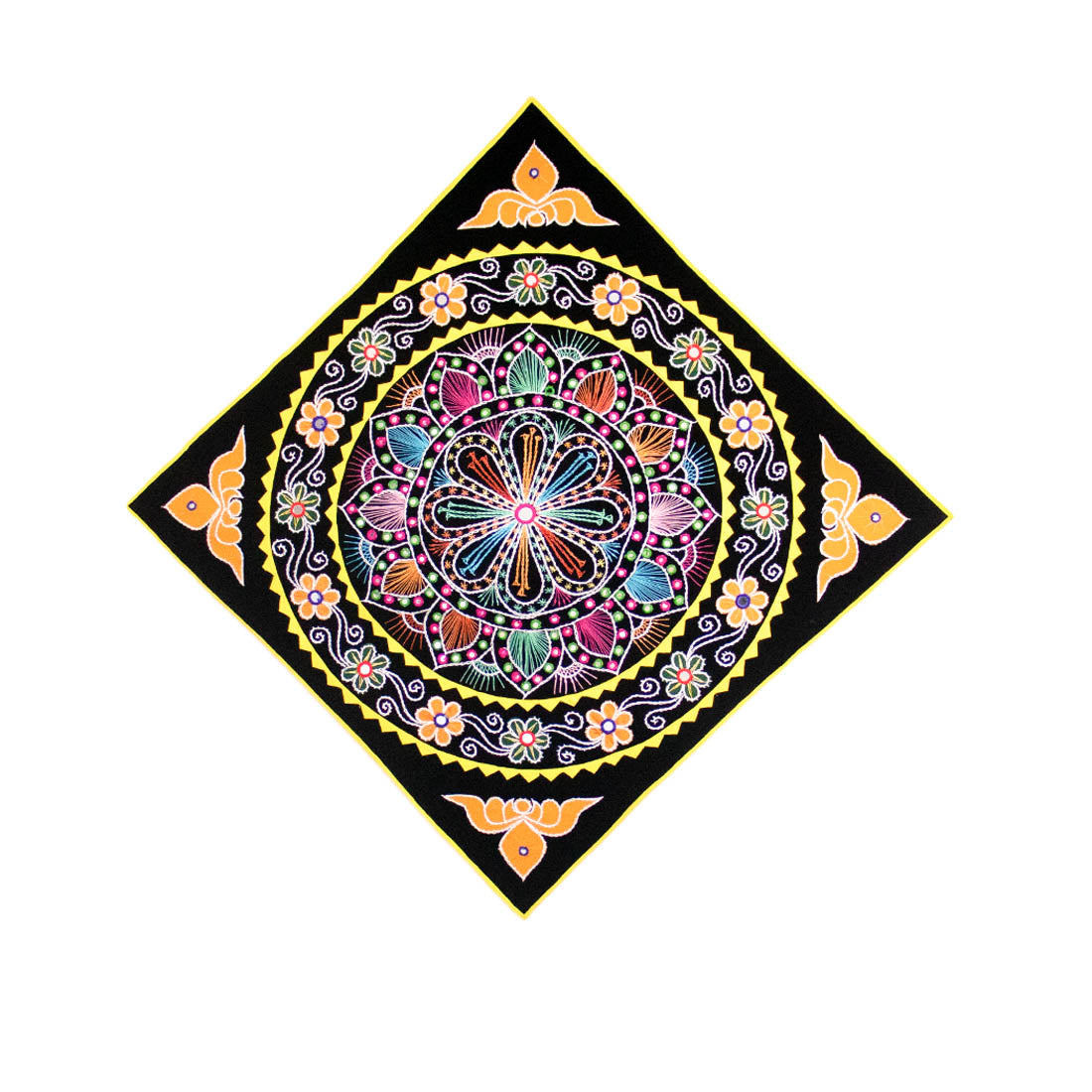 Black Pipli Wall Art with Yellow Motif