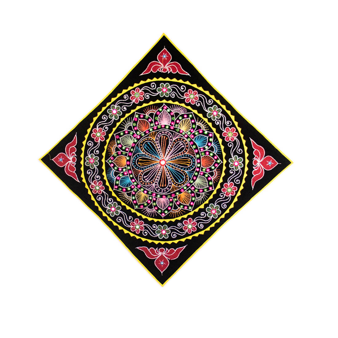 Black Pipli Wall Art with Red Motif