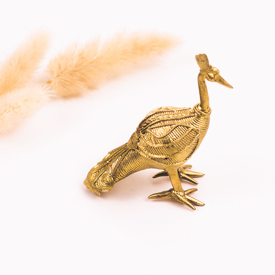Brass Peacock Figurine in Dhokra Art