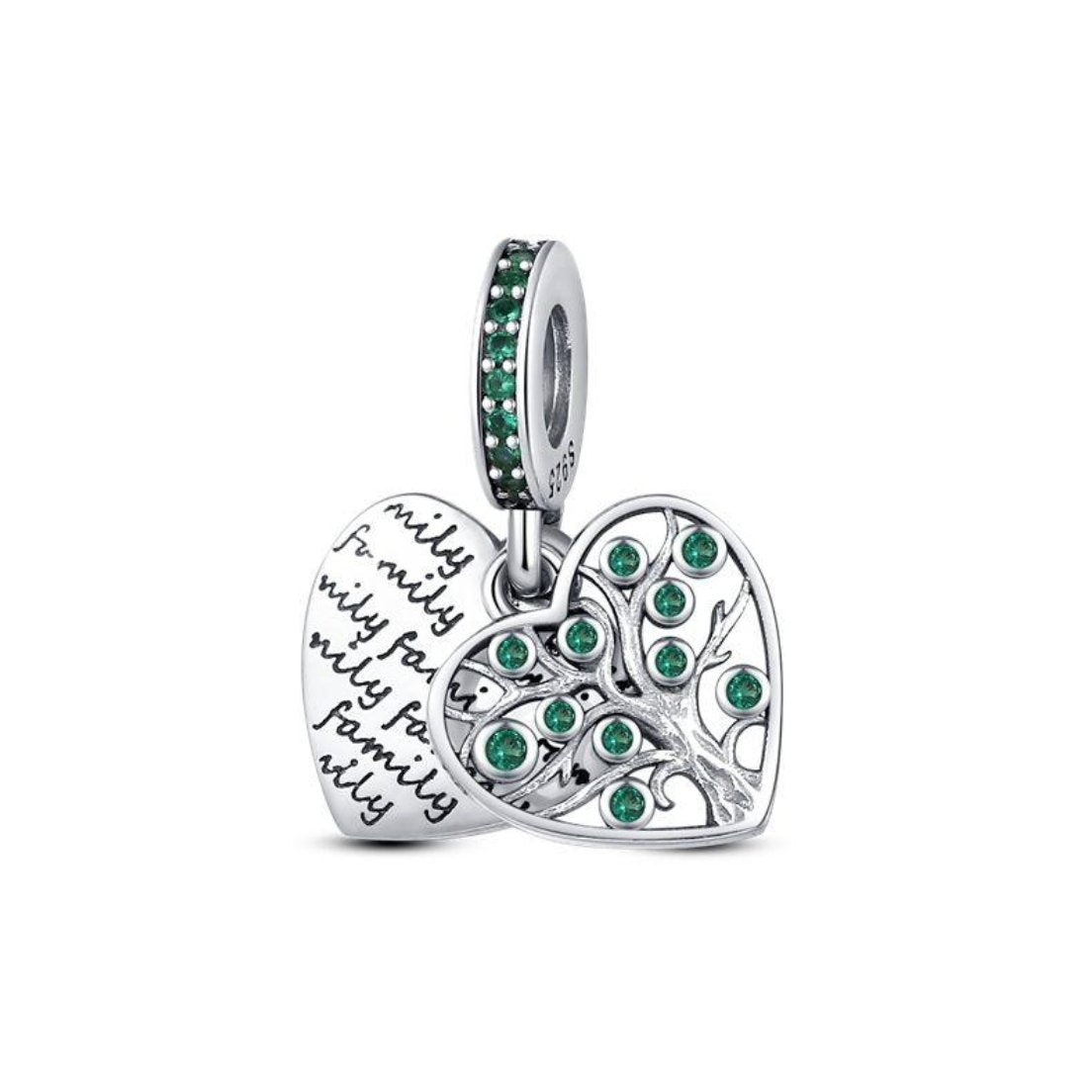 Green Heart Silver Charm
