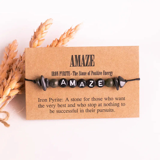 Iron Pyrite Crystal Bracelets with Message
