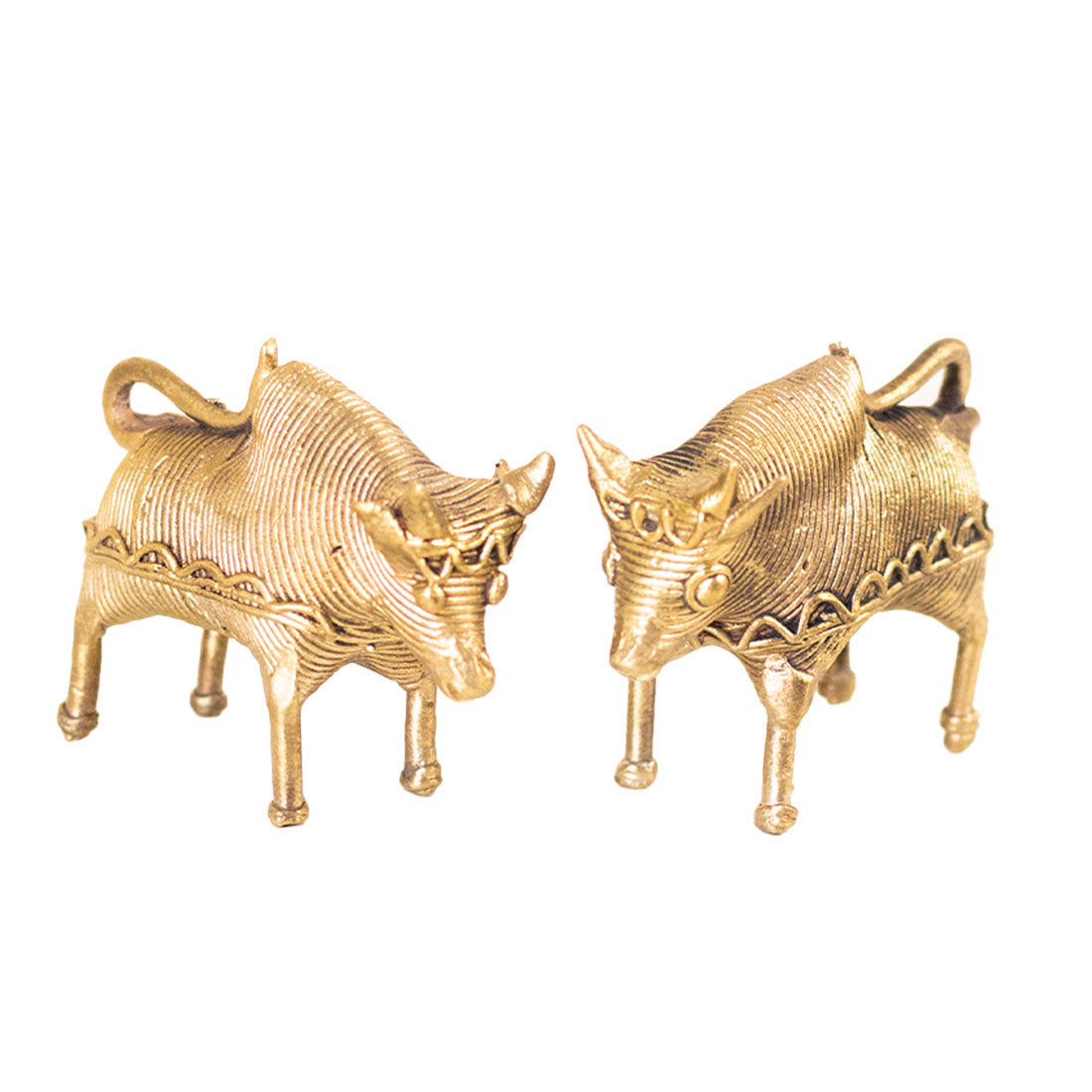 Two Bull Figurines in Brass