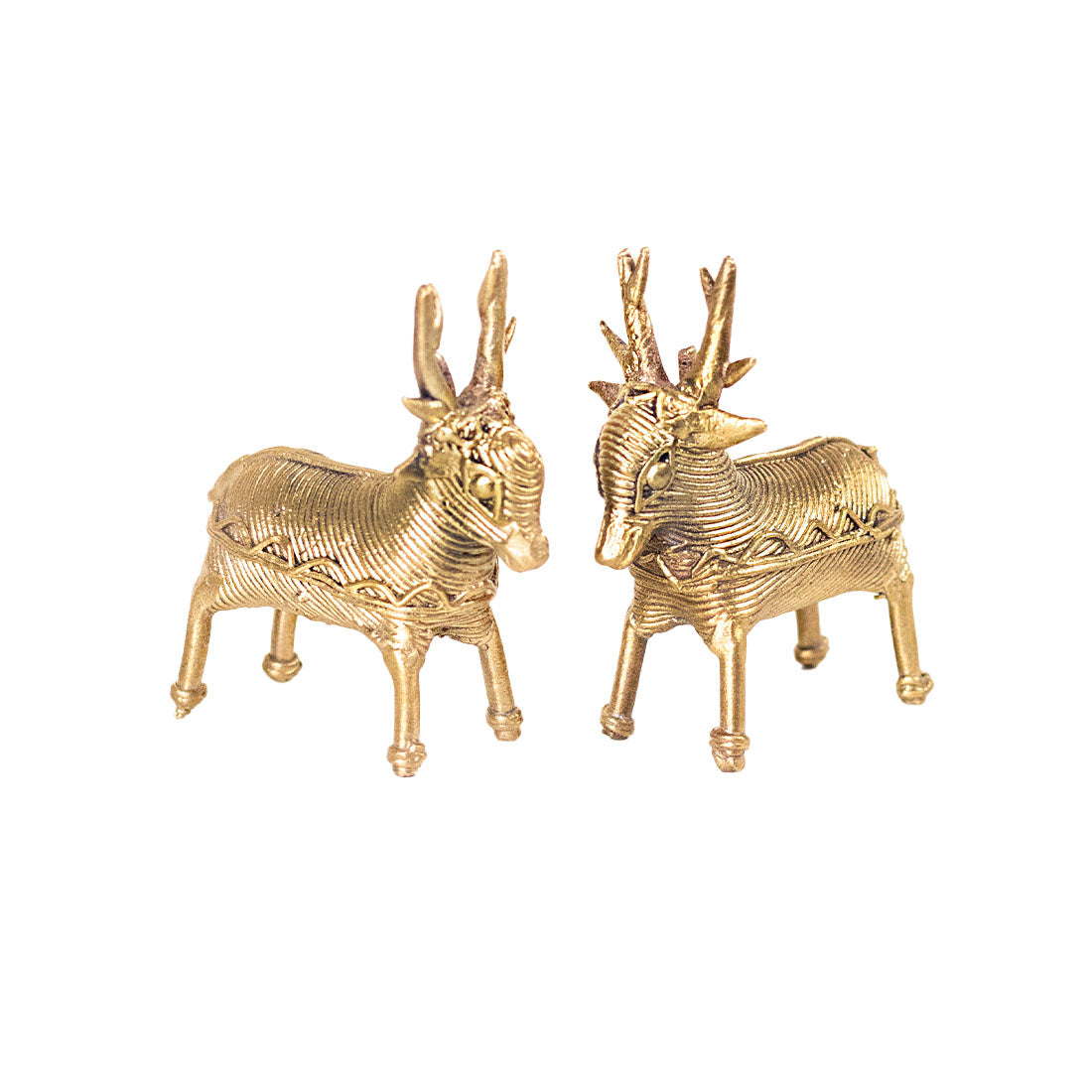 Two Brass Deer Figurines