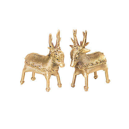 Two Brass Deer Figurines