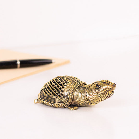Handmade Brass Tortoise Figurine in Dhokra Art