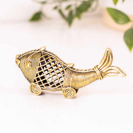 Golden Fish Brass Figurine in Dhokra Art