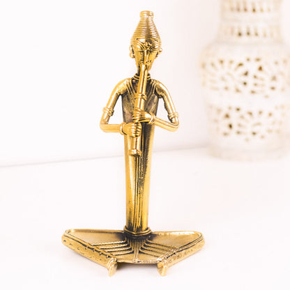 Golden Flutist Brass Figure