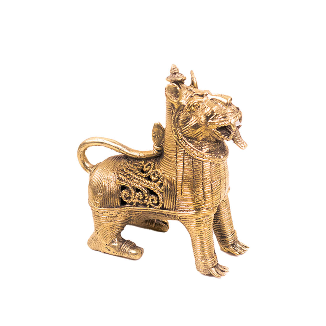 Golden Lion Figurine in Brass