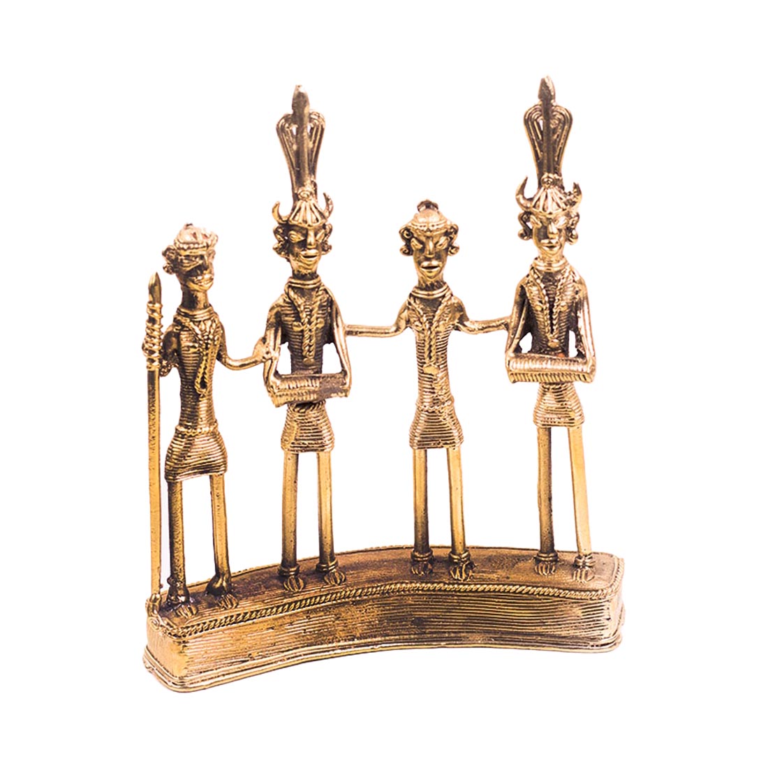 Handmade Brass Figurine of Four Tribe Musicians