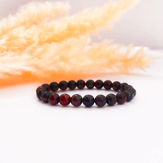 Röd Granat Tigeröga Armband 8 mm