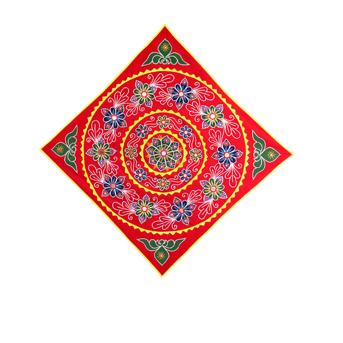 Red Pipli Wall Art with Green Motif