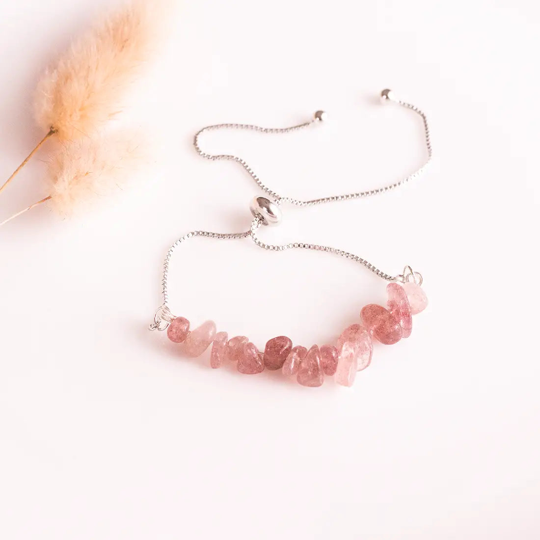 Pink Crystal Bracelets with Chain