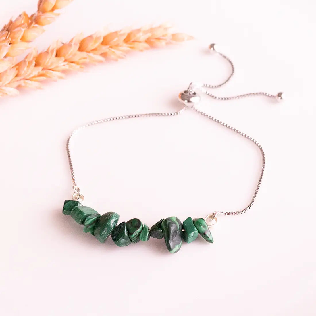 Green Crystal Bracelets with Chain