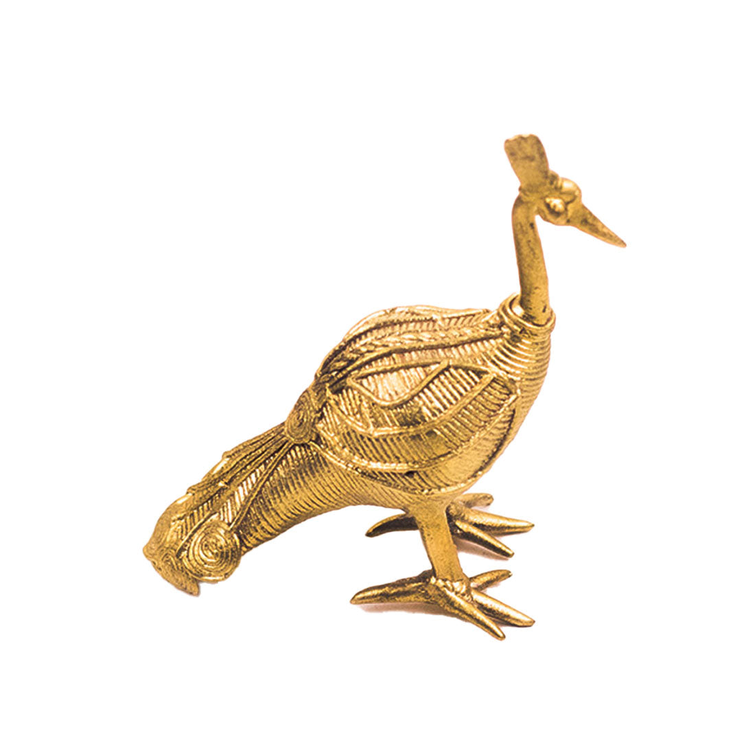 Handmade Golden Peacock Brass Figurine
